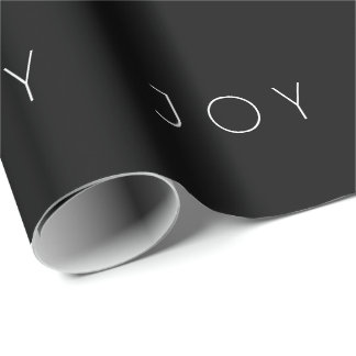 Papier Cadeau Joy Black Modern minimaliste Motif de typographie