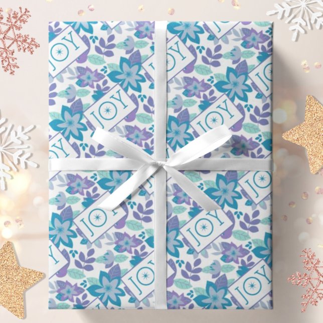 Papier Cadeau Joy Motif botanique moderne Noël (Créateur téléchargé)