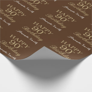 Papier Cadeau Joyeuse 90e anniversaire Parties scintillant or et