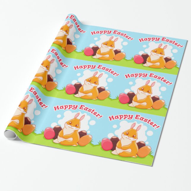 Papier Cadeau Joyeuse chasse aux œufs de Pâques (Déroulé)