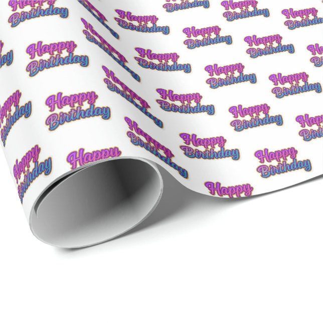 Papier Cadeau Joyeuse conception de typographie d'anniversaire e (Coin rond)