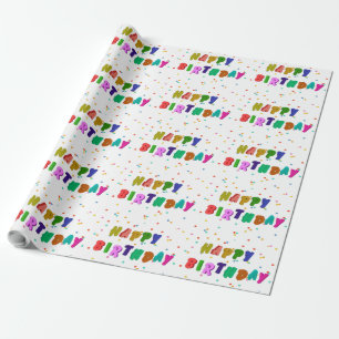 Papier Cadeau Joyeuse fête d'anniversaire colorée