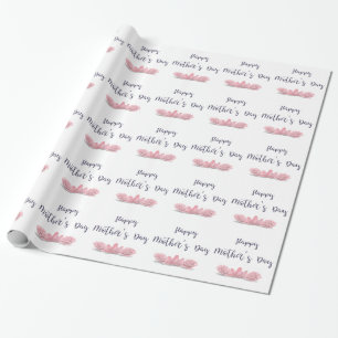 Papier Cadeau Joyeuse fête des mères aux fleurs roses