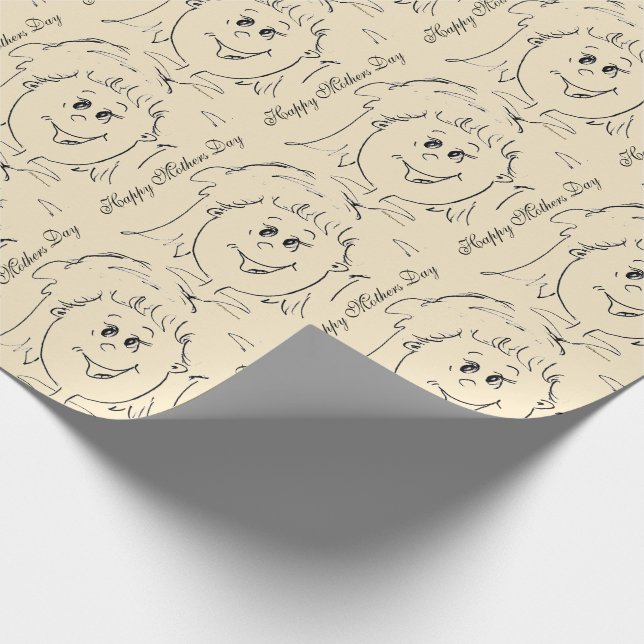 Papier Cadeau Joyeuse Fête des mères Visage Animé (Coin)
