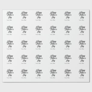 Papier Cadeau Joyeuse fête des pères nom gris amour meilleur pap