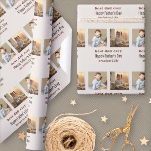 Papier Cadeau Joyeuse Fête des Pères Photo personnalisée Crème T