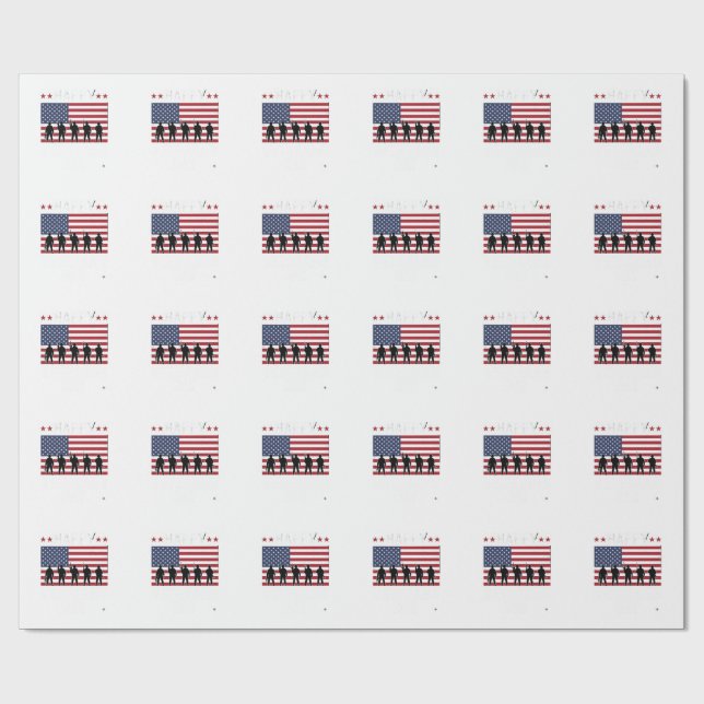 Papier Cadeau Joyeuse fête des vétérans Drapeau Silhouette Vecto (Plat)