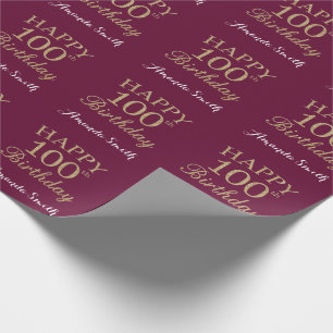 Papier Cadeau Joyeuse Parties scintillant d'or du 100e anniversa