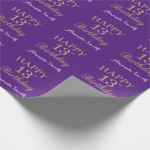 Papier Cadeau Joyeuse Parties scintillant d'or du 13e anniversai