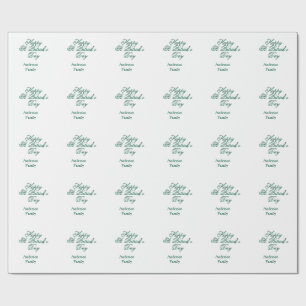 Papier Cadeau Joyeuse Saint-Patrick famille nom vert minimal