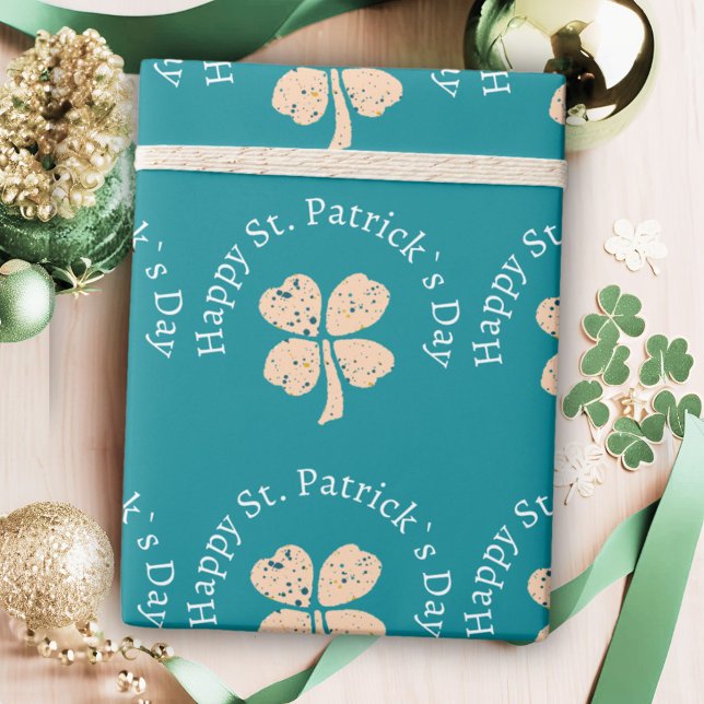 Papier Cadeau Joyeuse Saint-Patrick Trèfle  (Créateur téléchargé)