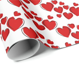 Papier Cadeau Joyeuse Saint Valentin à coeurs heureux