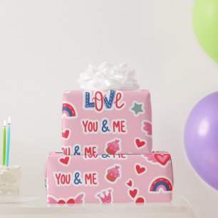 Papier Cadeau Joyeuse Saint-Valentin Art du Cœur Rouge Amant Rom