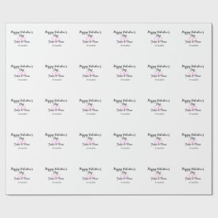 Papier Cadeau Joyeuse Saint-Valentin cœur rose ruban nom date st