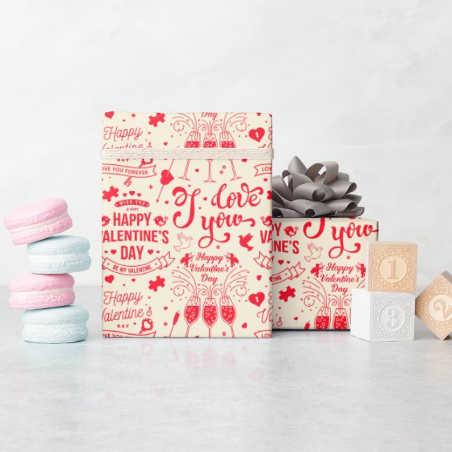 Papier Cadeau Joyeuse Saint-Valentin Cupidon Cœur Flèches Amour  (Baby Shower)