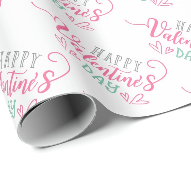 Papier Cadeau Joyeuse Saint-Valentin moderne   (Coin rond)