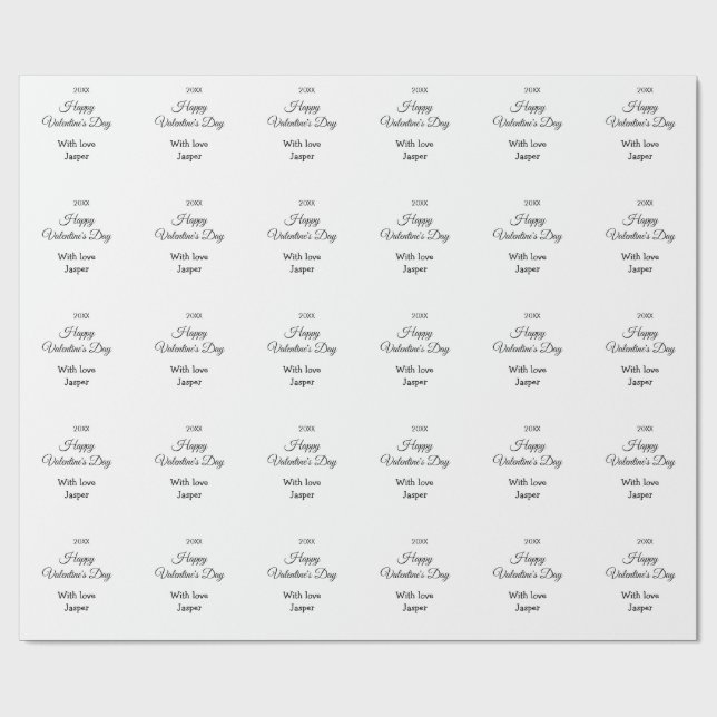 Papier Cadeau Joyeuse Saint-Valentin nom amour simple année styl (Plat)