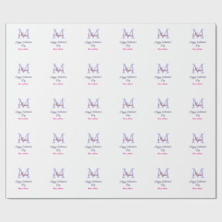 Papier Cadeau Joyeuse Saint-Valentin pastel violet monogramme ro