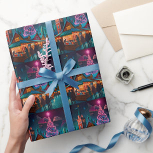 Papier Cadeau Joyeuse scène de Noël hivernal