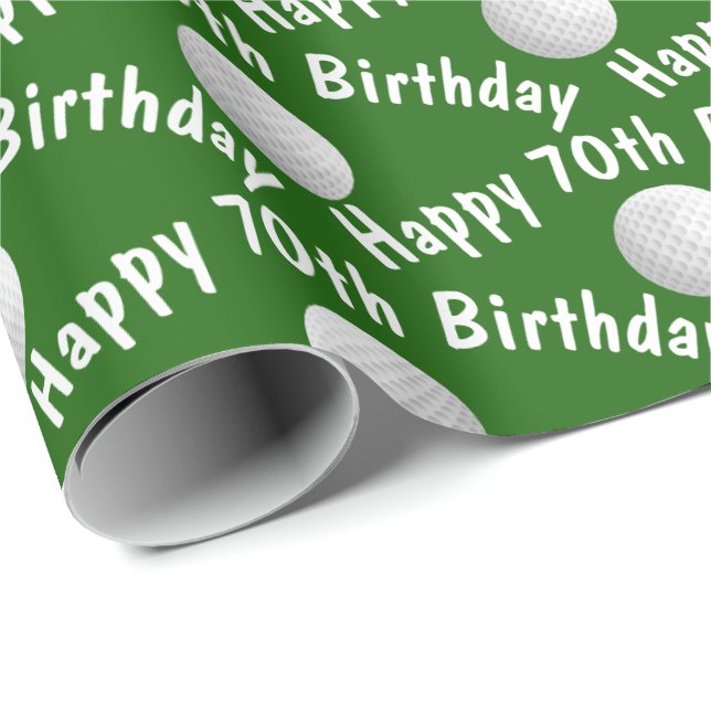 Papier Cadeau Joyeuses boules de golf du 70e anniversaire (Coin rond)