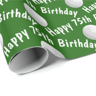 Papier Cadeau Joyeuses boules de golf du 75e anniversaire