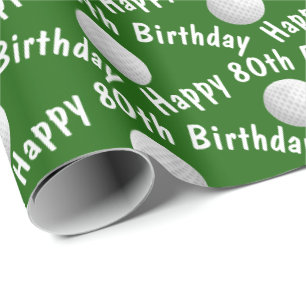 Papier Cadeau Joyeuses boules de golf du 80e anniversaire