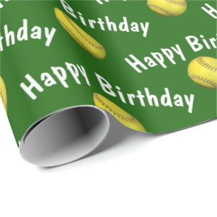 Papier Cadeau Joyeuses boules douces d'anniversaire sur vert