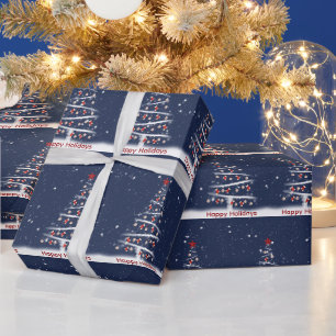 Papier Cadeau Joyeuses Fêtes Chaussettes Rouges et Baseball