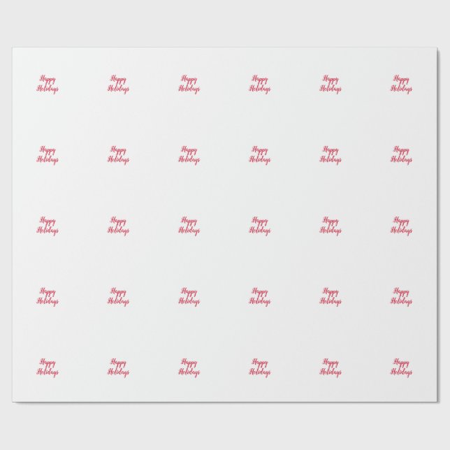Papier Cadeau Joyeuses fêtes écriture manuscrite Noël rouge blan (Plat)