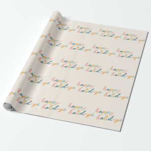 Papier Cadeau Joyeuses Fêtes écriture vintage pastel mignonne