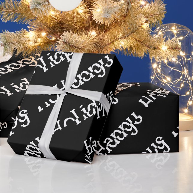 Papier Cadeau Joyeuses Fêtes Emballage Noir (Vacances)