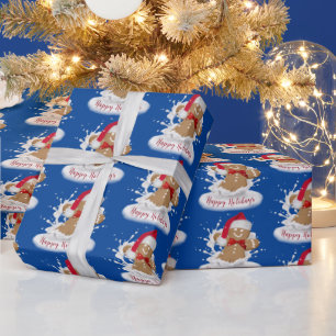Papier Cadeau Joyeuses fêtes Homme en pain d'épice au lait