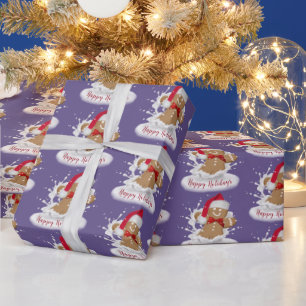 Papier Cadeau Joyeuses fêtes Homme en pain d'épice au lait