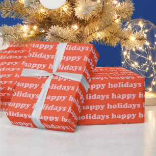 Papier Cadeau Joyeuses Fêtes Motif de typographie orange migno