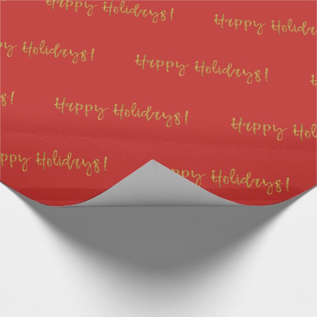 Papier Cadeau Joyeuses fêtes Noël Gold Foil et Rouge (Coin)