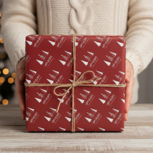 Papier Cadeau Joyeuses Fêtes Rouges Épinette Festive