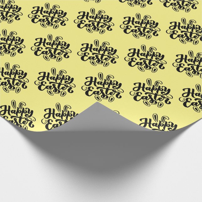 Papier Cadeau Joyeuses Pâques lettrage avec oreilles de lapin  (Coin)
