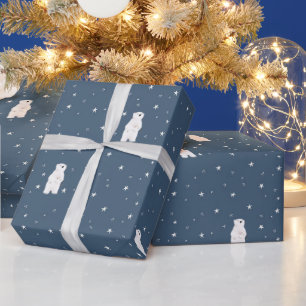 Papier Cadeau Joyeuses Vacances Ours Polaire Sur Les Étoiles