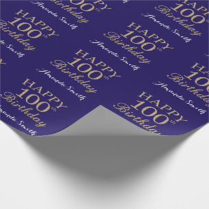 Papier Cadeau Joyeux 100e anniversaire Parties scintillant d'or 