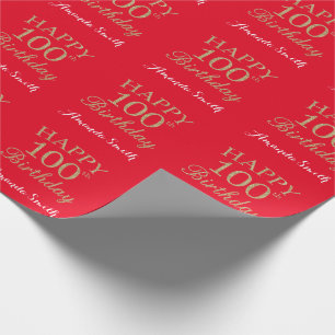 Papier Cadeau Joyeux 100e anniversaire Parties scintillant or et