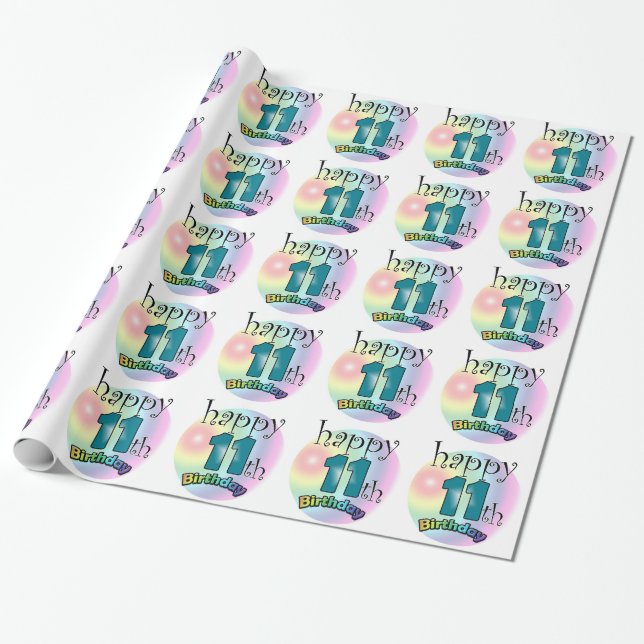 Papier Cadeau Joyeux 11e anniversaire (Déroulé)