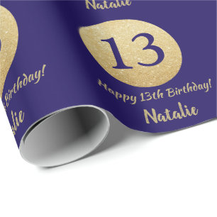 Papier Cadeau Joyeux 13e anniversaire Marine Parties scintillant