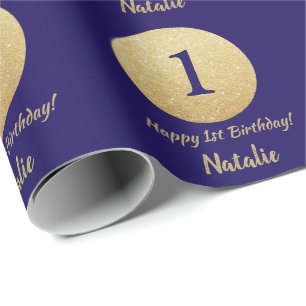 Papier Cadeau Joyeux 15e anniversaire Marine Parties scintillant