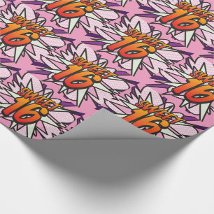 Papier Cadeau Joyeux 16 Bande Dessinée Pop Art Rose