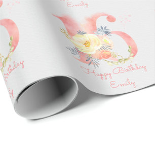 Papier Cadeau Joyeux 16e Anniversaire Floral Fête des 16 Ans