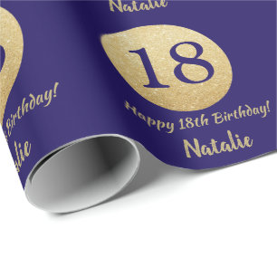 Papier Cadeau Joyeux 18e anniversaire Marine Parties scintillant