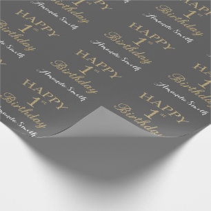 Papier Cadeau Joyeux 1er anniversaire Gold Parties scintillant a