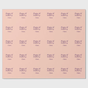Papier Cadeau Joyeux 1er anniversaire orange violet boho rétro n