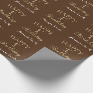 Papier Cadeau Joyeux 1er anniversaire Parties scintillant or et