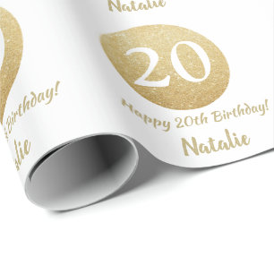 Papier Cadeau Joyeux 20e anniversaire de la Parties scintillant 